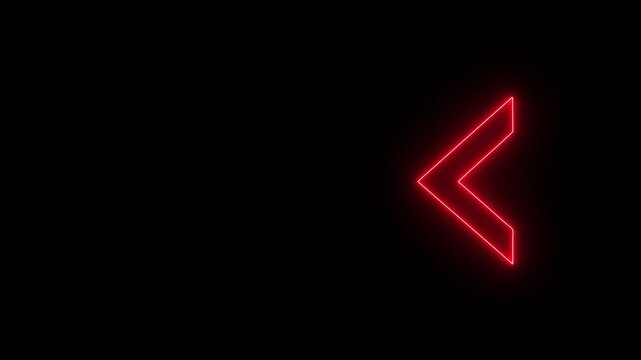 Glowing neon arrow reverse direction animation with digital navigation indicator, dynamic movement signal, and futuristic technology interface visualization