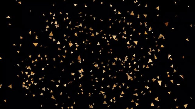 Realistic colorful confetti rain falling from explosion burst, party celebration animation isolated on black background with alpha channel, metallic glitter confetti particles slow motion overlay 4K