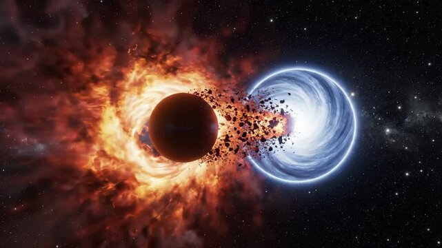 Black Hole Collision - A Cosmic Dance of Destruction and Creation.