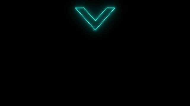 Glowing neon downward arrow direction animation featuring digital navigation signal, vertical movement indicator, and futuristic technology interface visualization