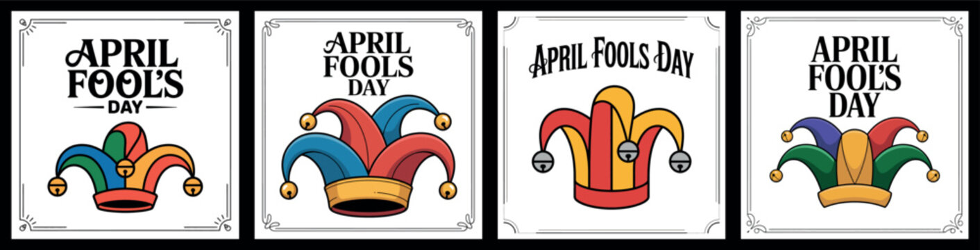 April Fools Day Jester Hat Illustrations with Playful Designs