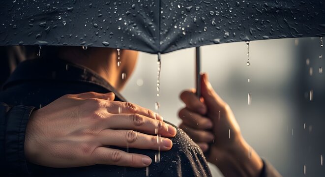 Celebrating friendship day with a friend by your side on a rainy day