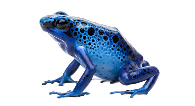 Blue Poison Dart Frog (Dendrobates tinctorius azureus) with black spots isolated on white background