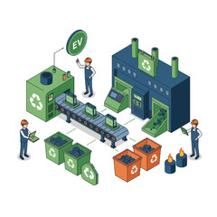 Electric Vehicle Battery Recycling Factory Production Line Process.