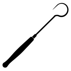 Naklejka premium Surgical probe instrument vector silhouette on white background