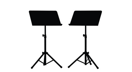 Two black music stands displayed against a plain white background silhouette © MdGolam