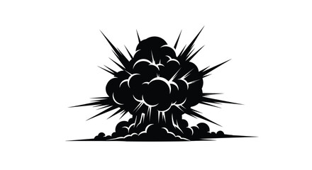 A dramatic explosion depicted in stark black sharp silhouette © MdGolam
