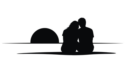 Couple embracing against a sunset horizon a striking silhouette © MdGolam