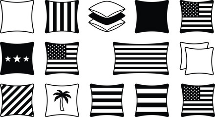 WebSet of black pine forest silhouettes, evergreen spruce tree treeline borders, coniferous woodland landscape elements for nature and outdoor design projects. © Md