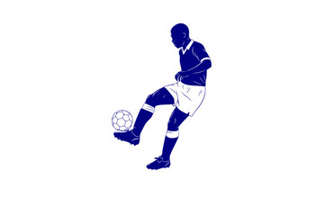 Naklejka premium French Football Midfielder Roulette Spin Silhouette, Soccer Skill and Technique Vector Sticker, Historical Sports Legend Illustration