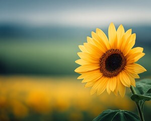 Fototapeta premium Vibrant sunflower blooms nature's landscape floral photography outdoor serenity close-up view beauty of flora