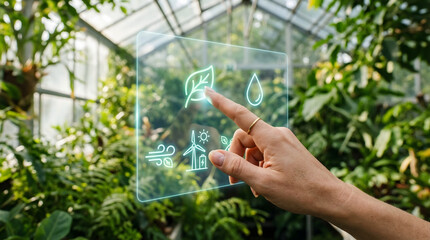 Futuristic greenhouse technology empowering sustainable agriculture with digital innovations and smart farming solutions