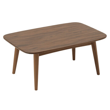 Teak Wood Coffee Table with Tapering Legs Isolated on Transparent Background