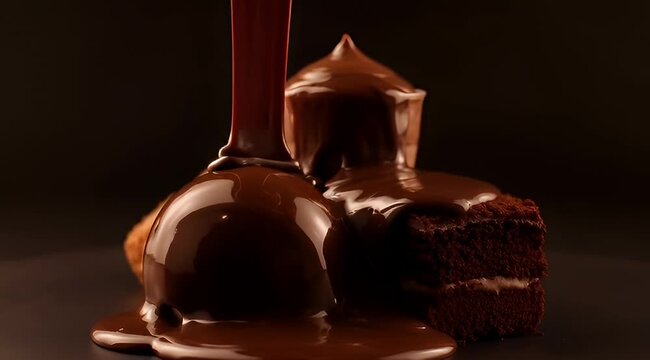 decadent dark chocolate dessert featuring cake, pastries, and rich chocolate drizzle