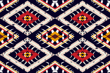 Obraz premium Colorful Tribal Diamond Ornament Seamless Pattern