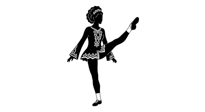 A young girl performing an irish dance step with precision and elegance.