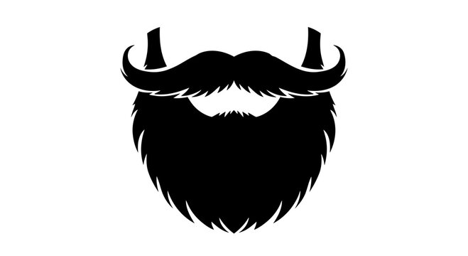 A stylish black silhouette of a beard and mustache against a white background.