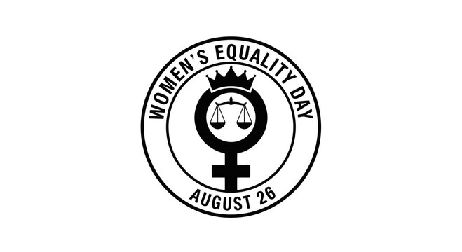 Women_s equality day logo with symbol and date august 26