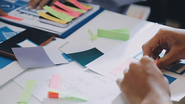 team of UI UX web designer are working together to develop mobile responsive websites with UI UX front end designer previews