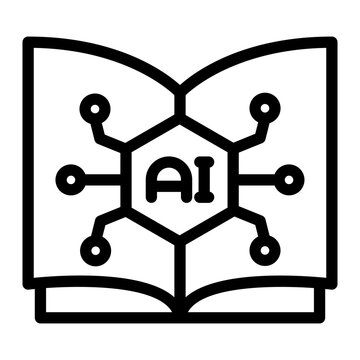 AI Knowledge Base Concept &ndash; Artificial Intelligence Data Library and Smart Information Management Technology line icon