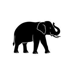 Obraz premium Majestic Silhouette: An elegant illustration of a large elephant, showcasing its imposing stature, long trunk, and majestic tusks, perfectly captures the grace and grandeur of the animal.
