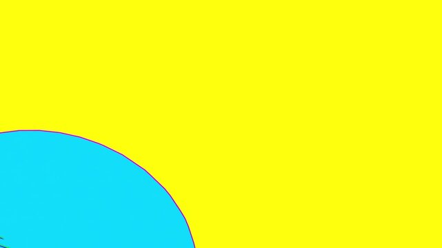 Blue sphere casting a sharp shadow on a vibrant yellow surface in a high contrast pop art style with a bold geometric aesthetic and minimalist composition