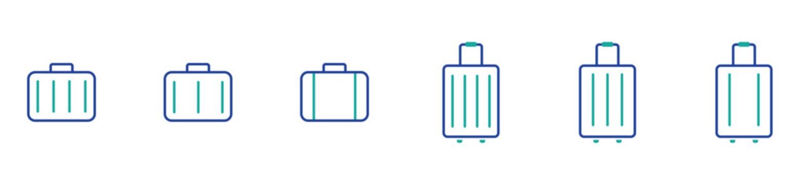 Minimal Travel Luggage and Suitcase Icon Set for Tourism Industry
