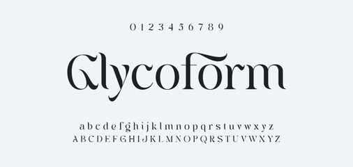 Obraz premium Abstract Fashion font alphabet. Minimal modern urban fonts for logo, brand etc. Typography typeface uppercase lowercase and number. vector illustration