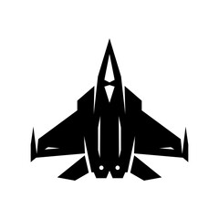 Fototapeta premium Minimal fighter jet silhouette isolated on white background representing military aviation, air force combat aircraft and aerial warfare operations.