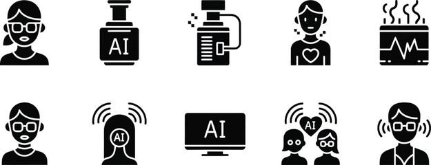 Collection of black and white rocket ship and explosion icons © MSTSALINA