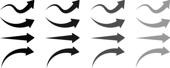 Various symbols hand draw arrow, Collection of black arrow icons pointing in various directions, Arrow. Cursor. Modern simple arrows.  © MST