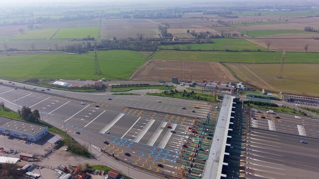 Highway Toll Station Milan Ovest Motorway A7 Aerial View