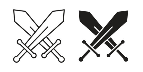 Fototapeta premium Sword icon style design pack on white background. Thin line and clipart style