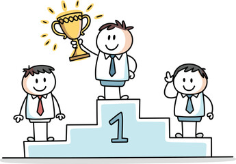 success, trophy, podium, winner, teamwork, business, achievement, leadership, victory, cartoon, award, competition, motivation, celebration, prize.