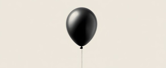Obraz premium A single charcoal balloon drifts against a simple ivory backdrop.