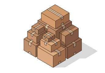 Fototapeta premium Stack of cardboard boxes arranged in a pyramid shape, viewed from a high angle, illustrating storage and packaging