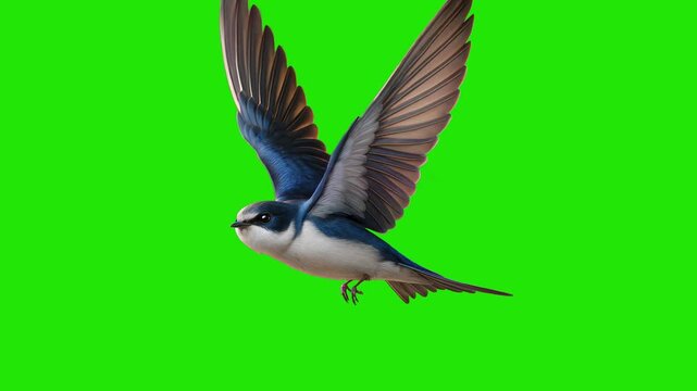 Barn Swallow Flying Side View on Green Screen 4K Loop
