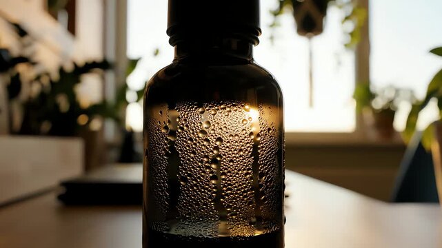 Bottle with Condensation and Sunlight Glow
