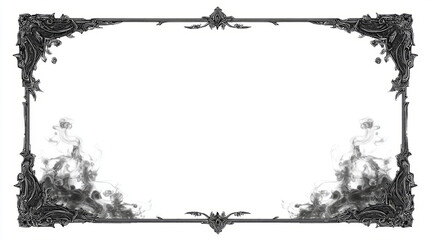 Fototapeta premium Gothic frame with dark decorative corners and ghostly fog
