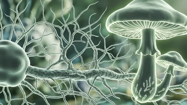 Microscopic Fungi and Spores Closeup.