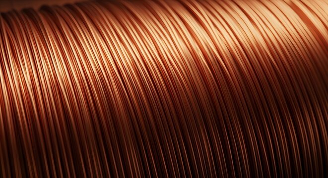 Copper wire spool close up