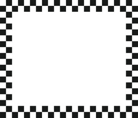 Checkered border frame. Black white square pattern. Racing style checker edge. Minimal geometric background.