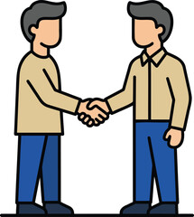 Fototapeta premium Business handshake agreement flat vector illustration, partnership and deal concept cartoon characters isolated on white background