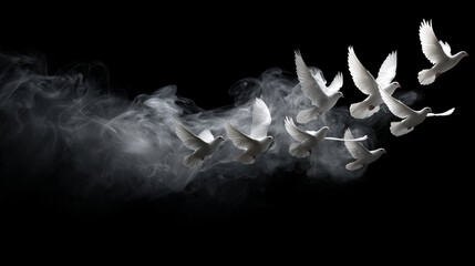 Grey Smoke Morphing Birds Metaphor Spiritual Growth Freedom Innovation Strategy Ghost Silhouette Allegory All Souls Day