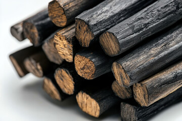 Charcoal stick wood black texture fuel pile close up natural rough burnt charcoal firewood organic dark timber stack material energy rustic background dry brown carbon nature wooden burnt wood