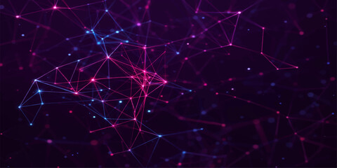 Abstract space background with glowing stars and particles © suriyaakter