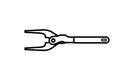 Obraz premium A simple line drawing of a pair of snap ring pliers on a white background.