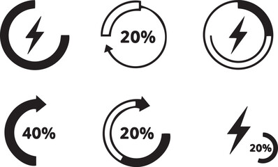 Battery Charging Level Icons Illustration