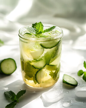 th&eacute; vert et concombre - IA Generated