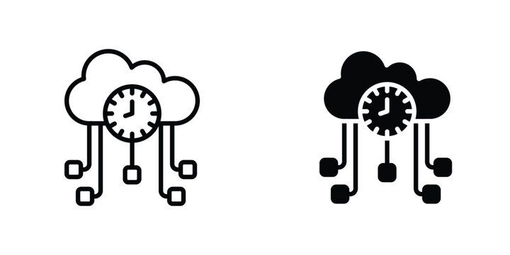 High server uptime icon in doodles flat and line stroke pack